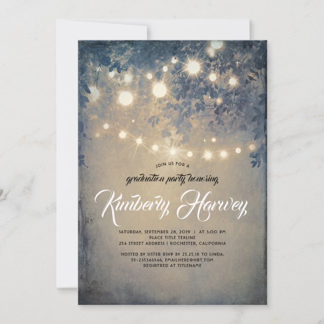 Graduation Party Rustic Lights Invitation (Front)