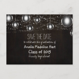 Graduation Party   Rustic Lights Save The Date Announcement Postcard