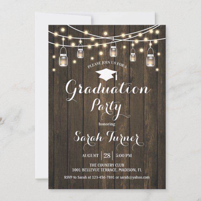 Graduation Party - Rustic Wood Invitation (Front)