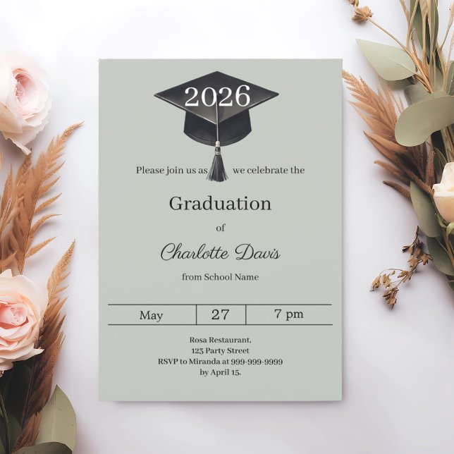 Graduation party sage green class of 2026 invitation (Creator Uploaded)