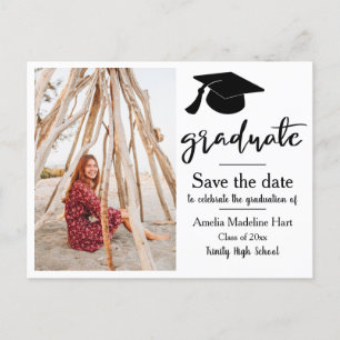 Graduation Party Save The Date Graduate Photo Postcard