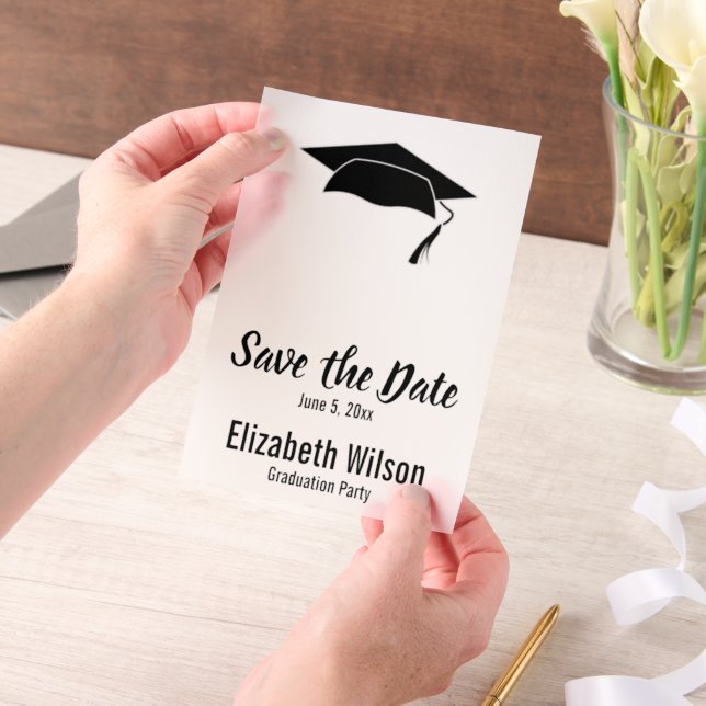 Graduation Party Save the Date Vellum Invitations (Handheld)