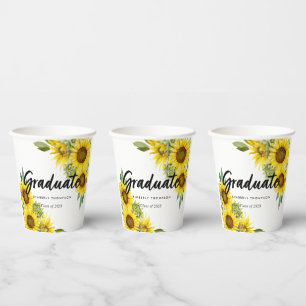 Graduation Party Script Celebration Sunflower Chic Paper Cups