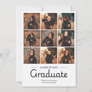 Graduation Party Script Cursive Minimal 11 Photo Invitation