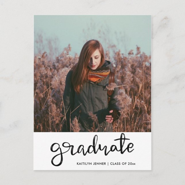 Graduation Party | Script Save The Date Photo Postcard (Front)