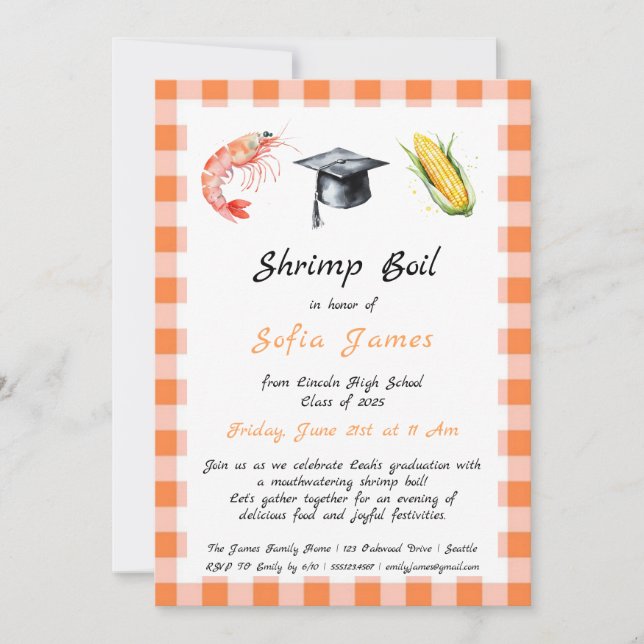Graduation Party Shrimp Boil Invitation (Front)