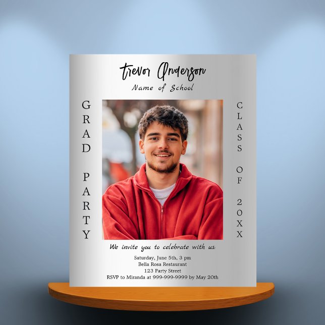 Graduation party silver photo 2025 invitation (Creator Uploaded)