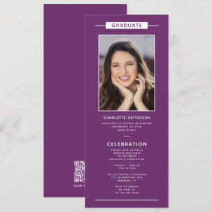 Graduation Party Simple Modern Photo QR Code Invitation