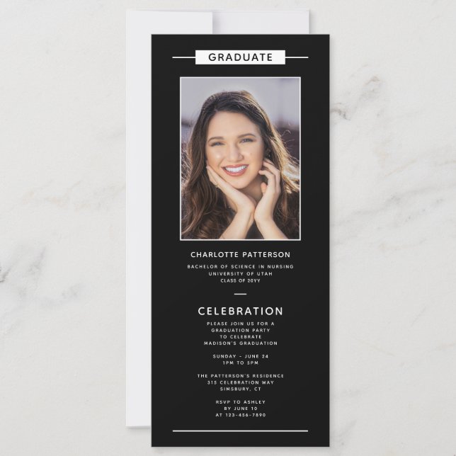 Graduation Party Simple Modern Photo QR Code Invitation (Front)