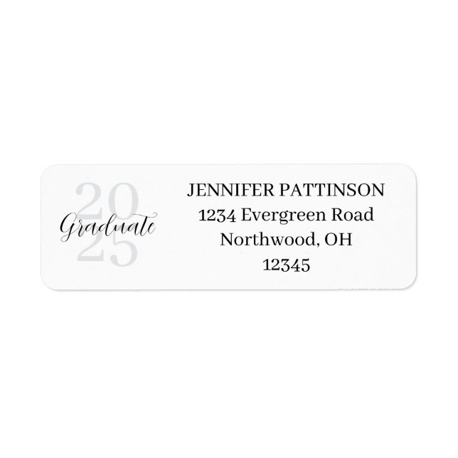 Graduation Party Simple Modern Return Address (Front)