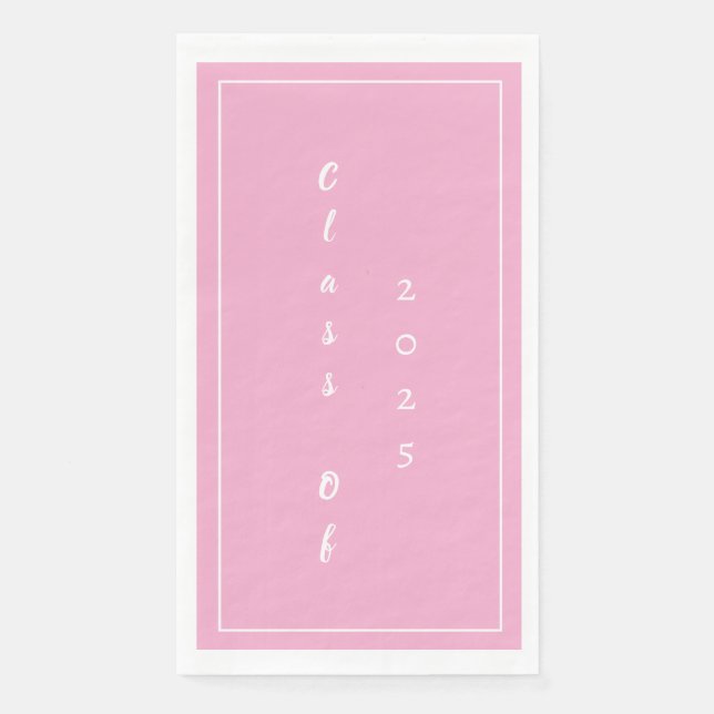 Graduation Party Student Class Of 2025 Pink White Napkin (Front)