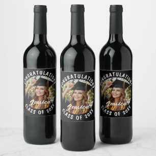 Graduation Party Sweet Personalised Photo and Name Wine Label