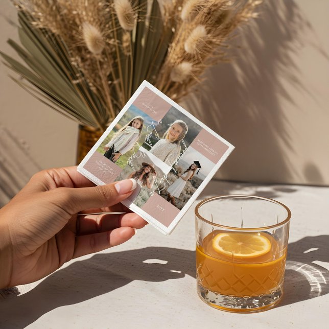 Graduation Party Then & Now Grad Photo Collage Napkin (Graduation Party Then & Now Grad Photo Collage Napkins)