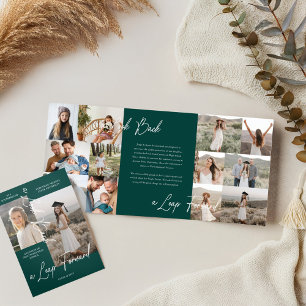 Graduation Party Then & Now Grad Photo Collage Tri-Fold Announcement