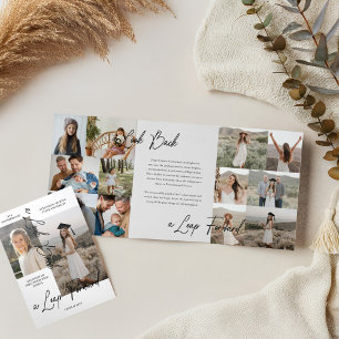 Graduation Party Then & Now Grad Photo Collage Tri-Fold Announcement