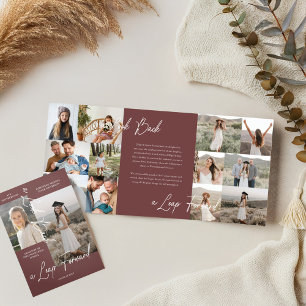 Graduation Party Then & Now Grad Photo Collage Tri-Fold Announcement