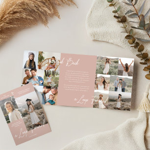 Graduation Party Then & Now Grad Photo Collage Tri-Fold Announcement