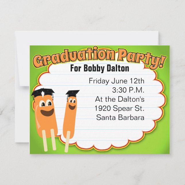 Graduation Party Time Cute Cartoon Pop Invitation (Front)