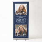 Graduation Party Welcome 2 Photo Navy Blue & White