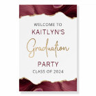 Graduation Party Welcome Burgundy Gold Agate