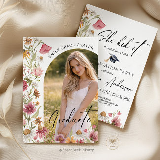 Graduation Party  Wildflower Photo Invitation