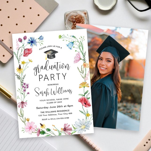 Graduation Party Wildflowers Photo Invitation (Creator Uploaded)