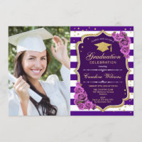 Graduation Party With Photo - Purple Gold