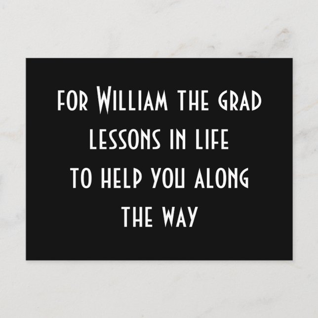 Graduation Party Words Of Advice Card Lessons (Front)