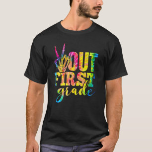 Graduation Peace Hand Sign Out First Grade Tie Dye T-Shirt