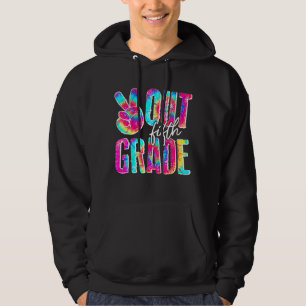 Graduation  Peace Sign Out Fifth Grade Tie Dye Hoodie