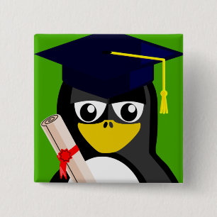 GRADUATION PENGUIN 15 CM SQUARE BADGE
