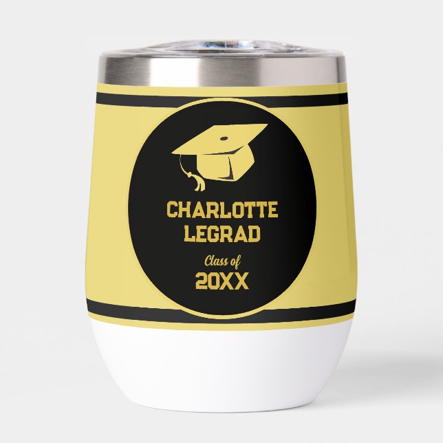 Graduation Personalised Black and Gold Cap (Front)