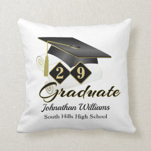Graduation Personalised Black & Gold Cushion