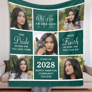 Graduation Personalised Graduate 5 Photo Collage Fleece Blanket