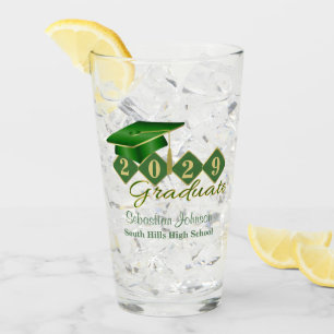 Graduation Personalised Green & Gold 20XX Glass