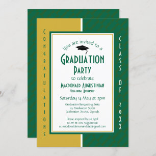 GRADUATION Personalised Green Gold Graduate Invitation