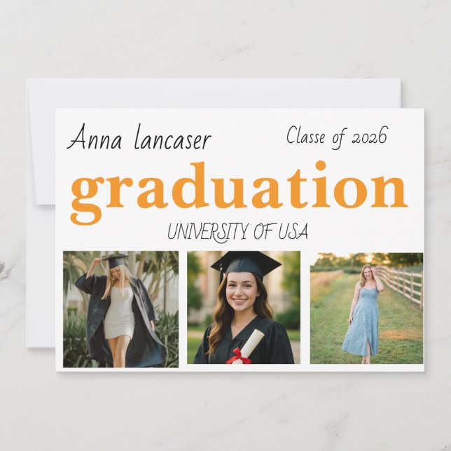 Graduation Personalised Photo Class of 20xx Custom Invitation (Front)