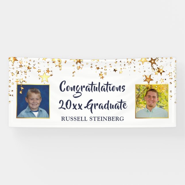 Graduation Personalised Then and Now Photos Banner (Horizontal)