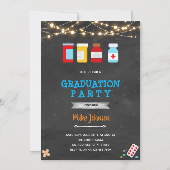 Graduation Pharmacy medical invitation (Front)