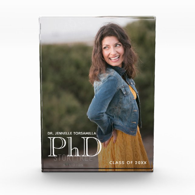 Graduation PhD Graduate Class of Keepsake White Photo Block (Front)