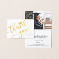 Graduation Photo & Address Modern Thank You Folded