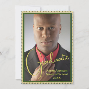 Graduation Photo Announcement Green and Gold