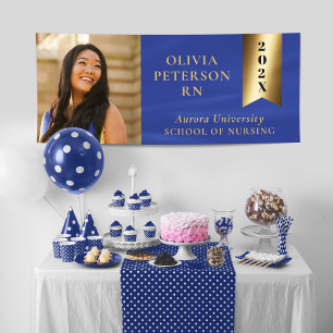 Graduation Photo Banner Blue Gold