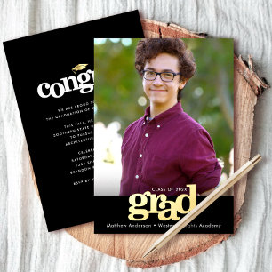 Graduation photo black bold typography real gold