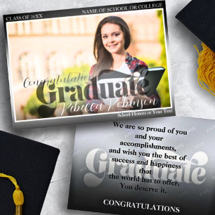 Graduation Photo Black Script Announcement Card