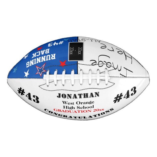 Graduation Photo Blue White School Team  Football (Front)