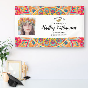 Graduation Photo Bohemian Colourful Class of 2018 Banner