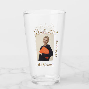 Graduation photo brown golden year 20XX namesimple Glass