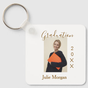 Graduation photo brown golden year 20XX namesimple Key Ring