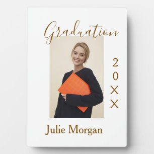 Graduation photo brown golden year 20XX namesimple Plaque